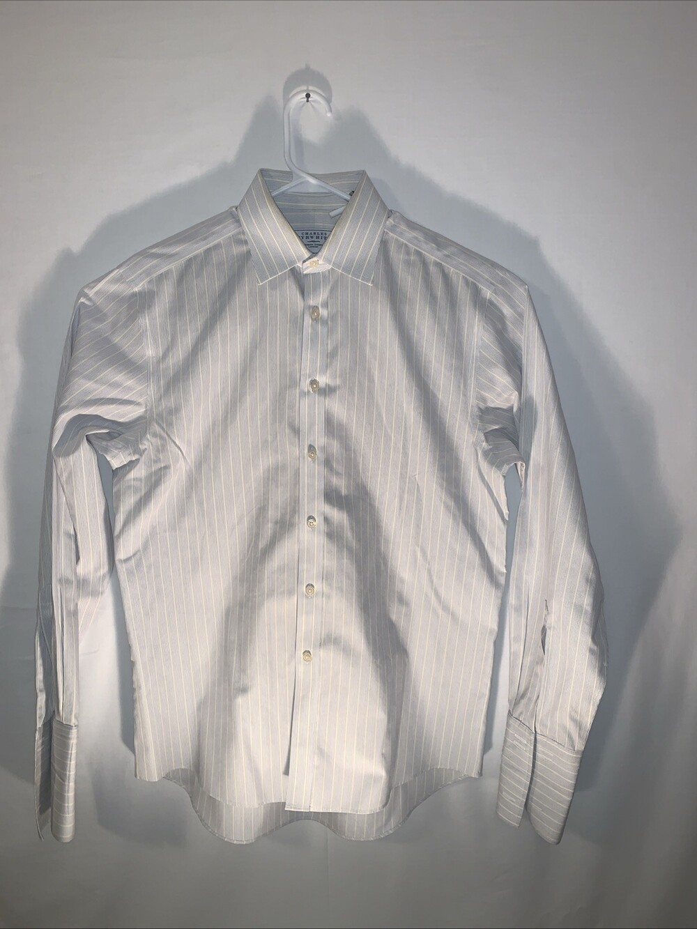 charles tyrwhitt 15.5 35 Button Down Long Sleeve Stripes Grey